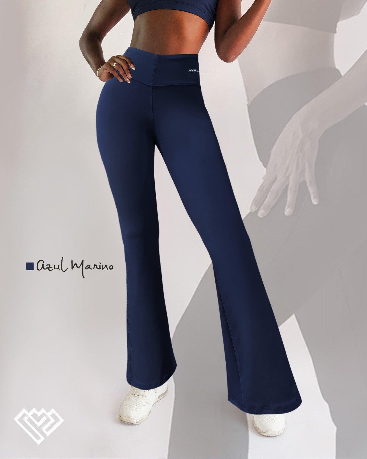 Pantalón clásico flare azul marino (talla L)