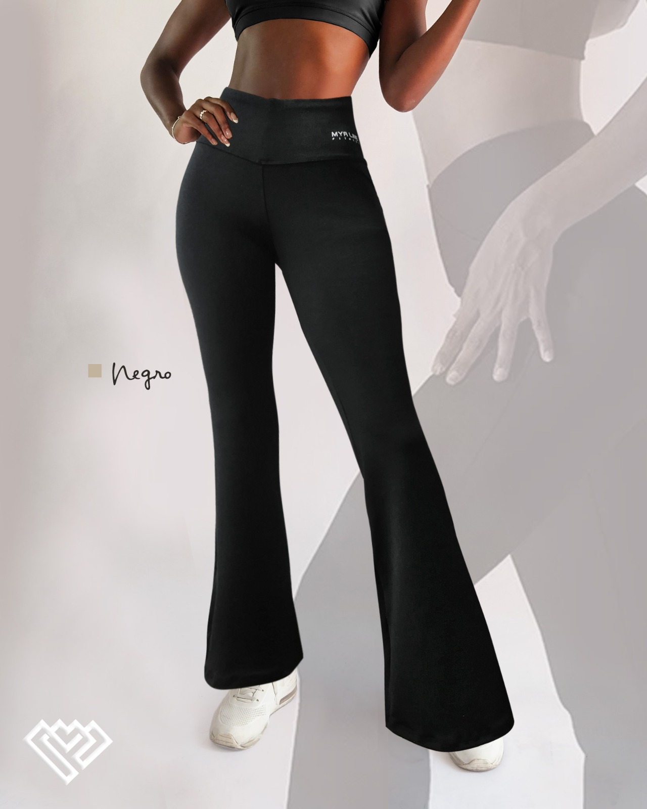 Pantalón clásico flare negro (talla L)